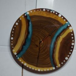 Epoxy Resin Wood Clock Hand Made Echo A Mano 