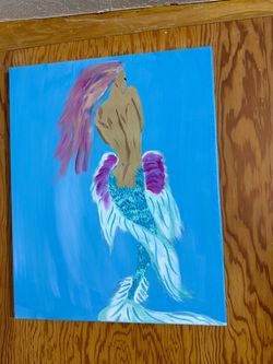 Original Mermaid Acrylic Painting on Canvas