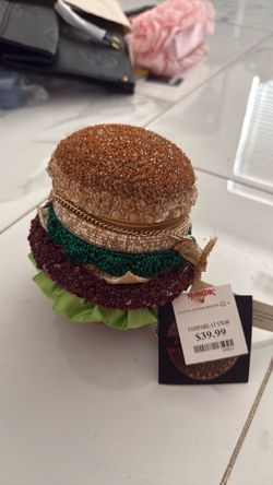 Beaded Burger-Shaped Novelty Mini Bag