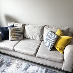 Sofa + Chair and a Half Set (Pillows Included)– Light Gray