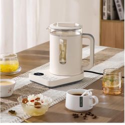 1.2L Glass Electric Tea Kettle, Heat-Resistant Glass Pot & 304 Stainless Steel Lid, 8 Programs for Tea/Coffee/Milk, 24H Keep-Warm, Quick 30s Heat, Ant