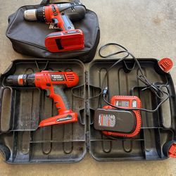 Black and Decker variable speed drills with 1 18v battery and charger