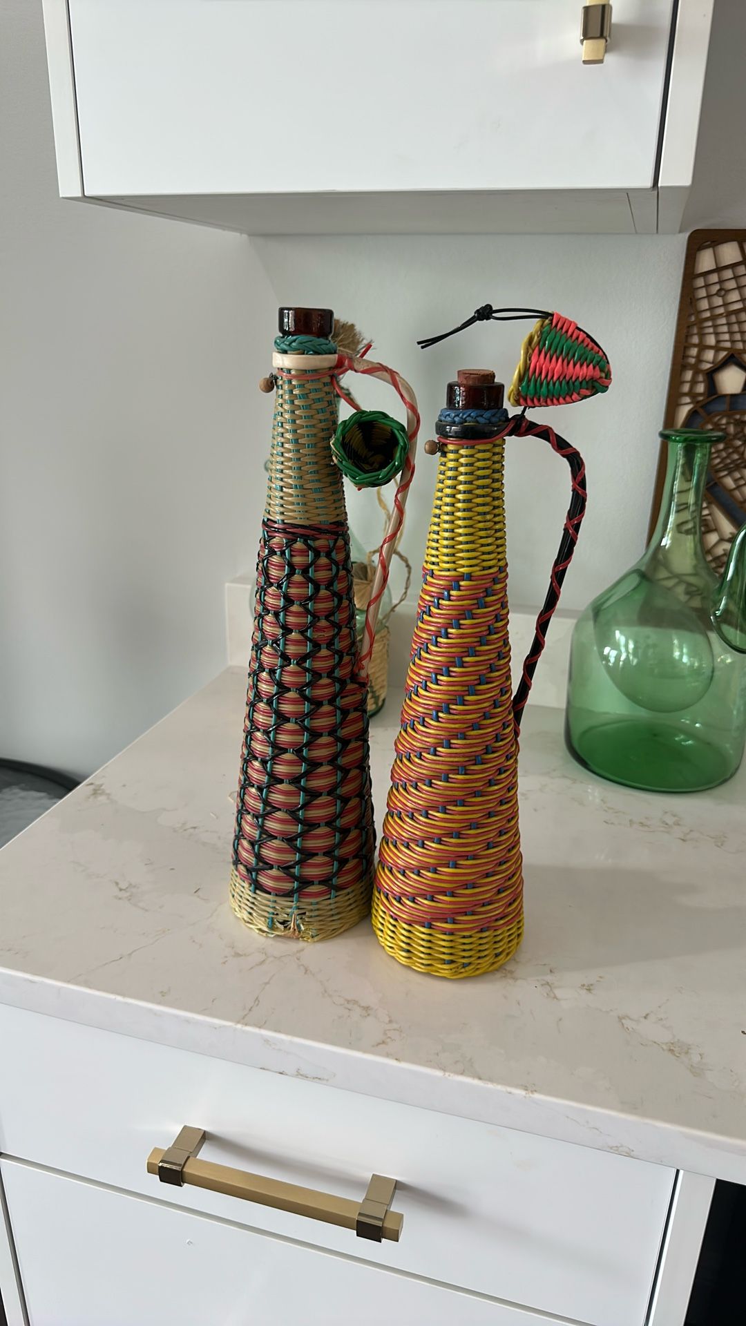 Pair Of Glass Wine Decanters - Authentic Tuscany