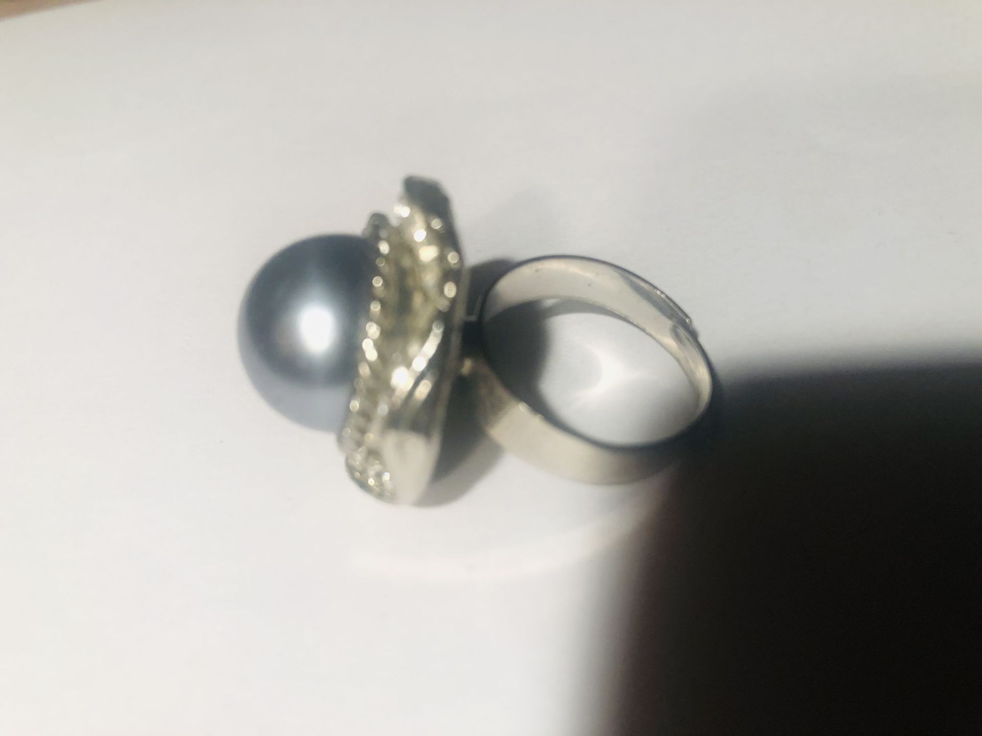 Adjustable Cocktail Ring Grey Stone