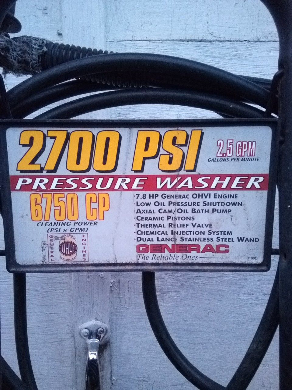 GENERAC 2700 PSI 7.8HP PRESSURE WASHER