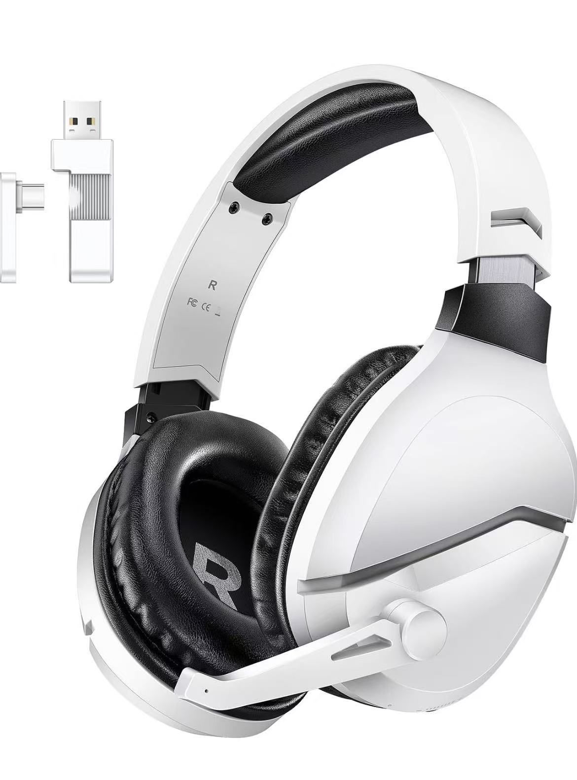 Wireless Gaming Headset with Noise Canceling Microphone for PS5, PC, PS4, 2.4G/Bluetooth