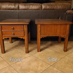 Pair Of Hardwood End Tables. (24"h 24"w 27"d)