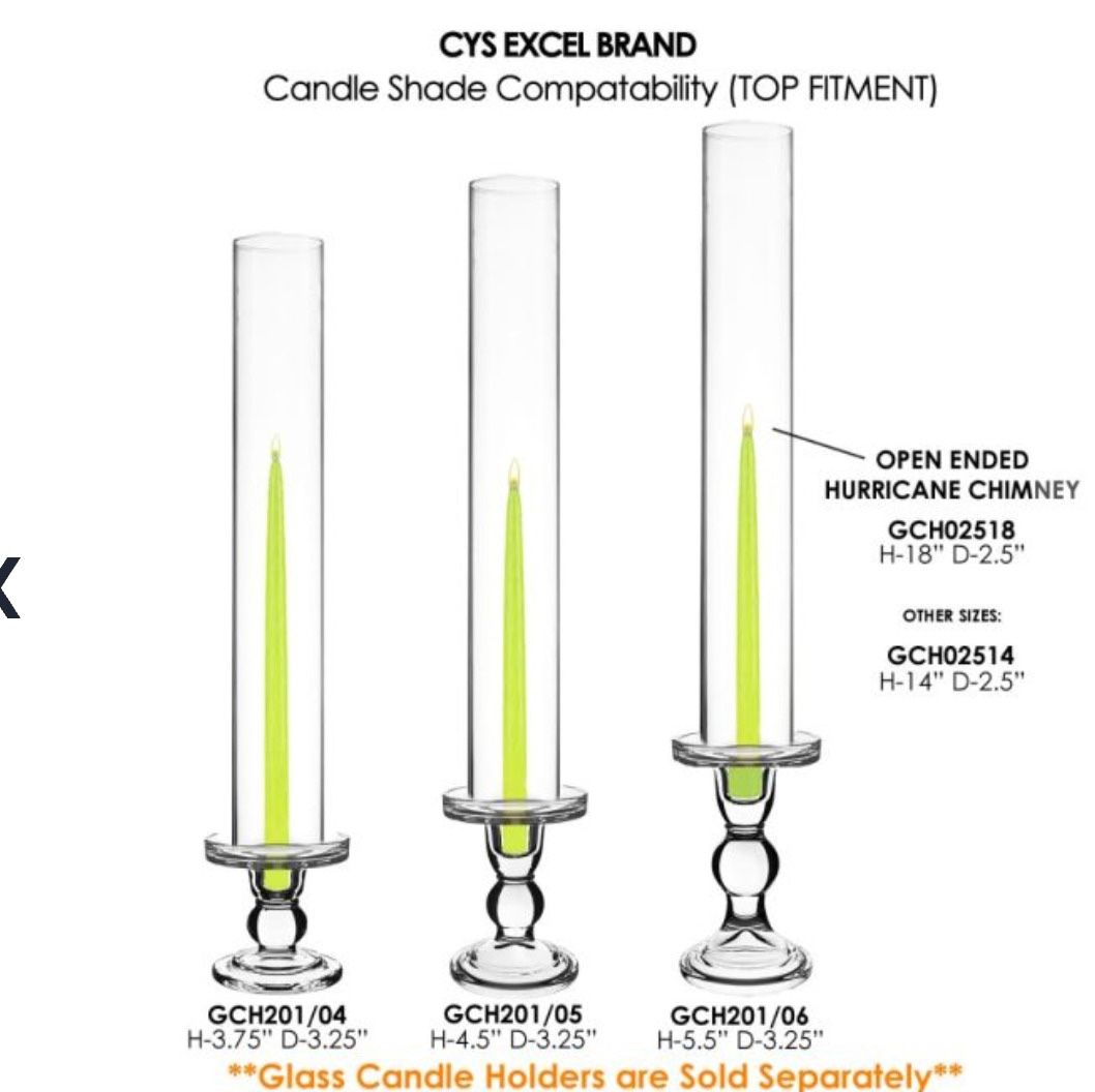 Open End Hurricane Candle Shades (48 Total)