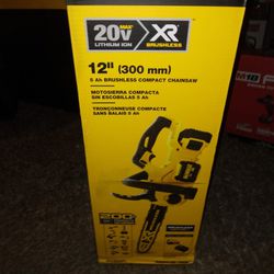 New Dewalt 20v Xr Brushless  12"  Compact Chainsaw Kit 