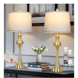 New 2 Gold Touch Table Lamps 28.75 H USB C