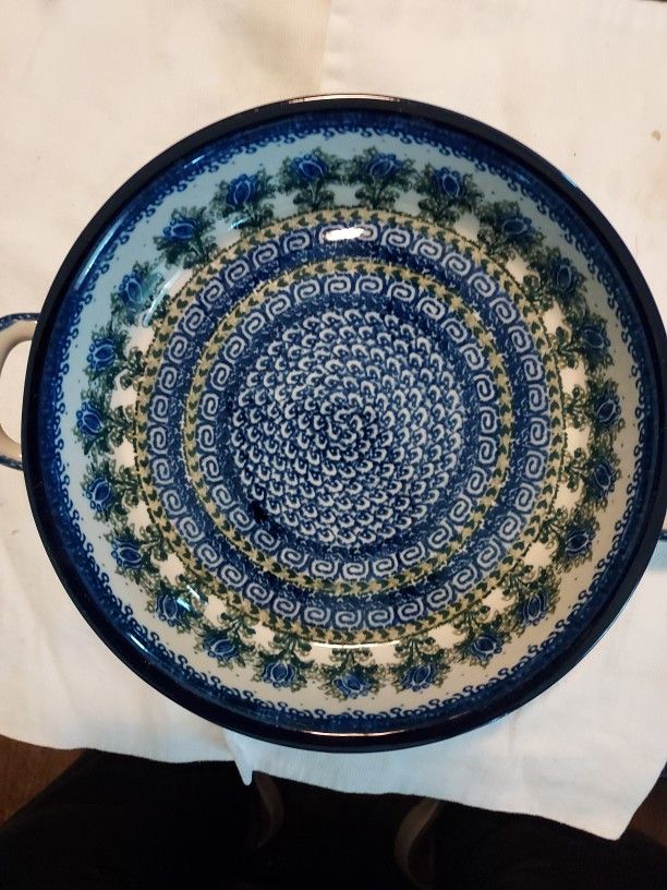 Unikat Blue Polish Bowl With Handles
