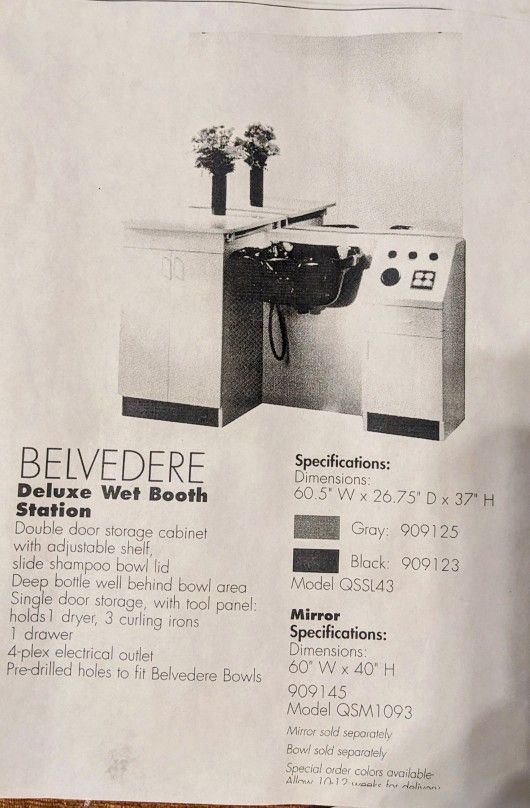 Belvedere Deluxe Salon Station - Grey