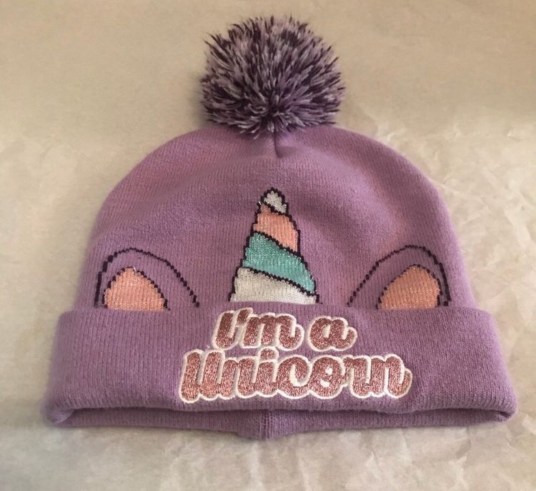 I’m A Unicorn Sparkly Purple Knit Winter Hat Beanie