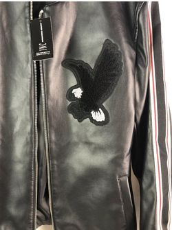 MENS FAUX LEATHER MOTO JACKET BRAND NEW STILL IN PLASTIC SIZE LARGE