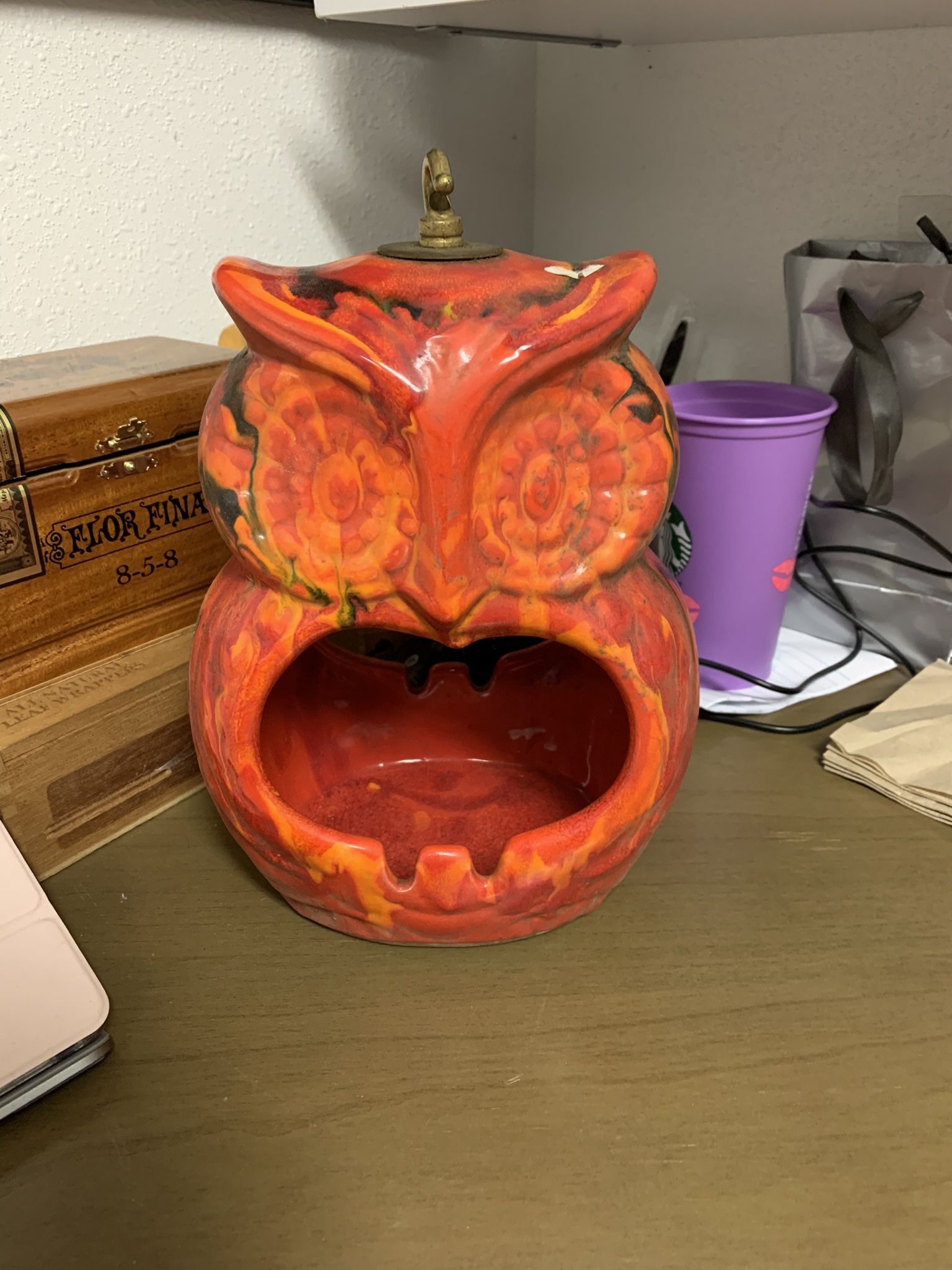Vintage Owl Ash Tray Hanging