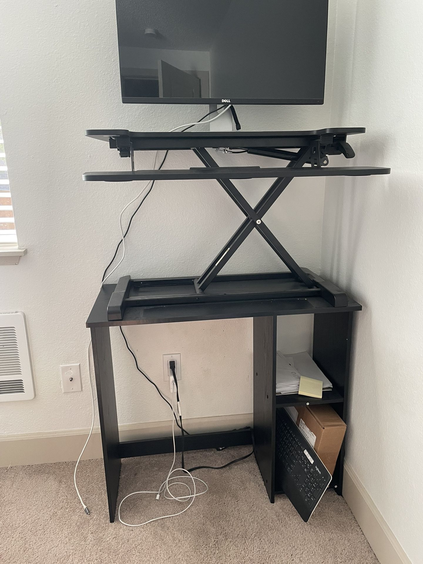 Desk W/ Office Chair and Sit-stand Riser 