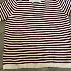 Loft Women Top Stripe Cotton Top Size Small