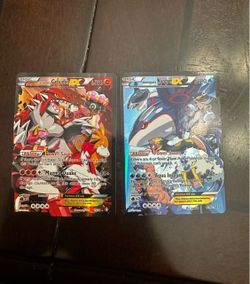 Team Magma's Groudon EX & Team Aqua's Kyogre EX Pokemon Cards