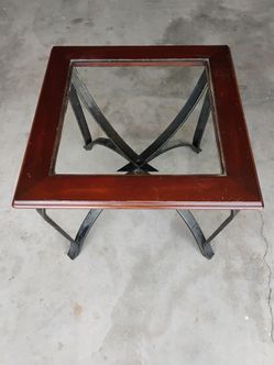 Wood Metal and Glass Coffee Table or End Table - Clean - Ready to Use