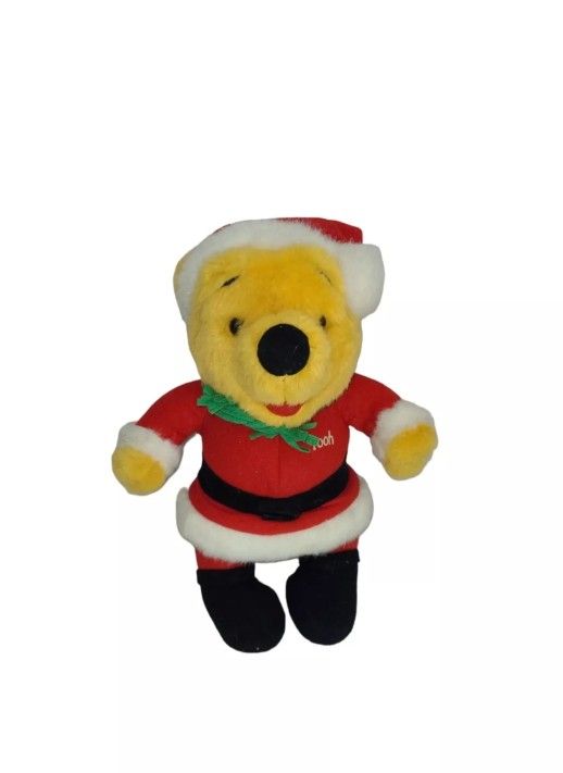 Vintage Winnie the Pooh Christmas Santa - Mattel 1995 Stuffed Animal Disney 9" H