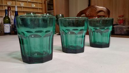 3 Vintage Green Tumblers