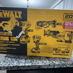 DEWALT 20V MAX Lithium-Ion Cordless Brushless 4 Tool Combo Kit with (2) 4.0Ah Batteries, Charger, and Kit Bag
