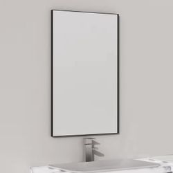 New Modern 16” x 24” Rectangle Wall mirror with Black Metal Frame Ultra Flush Hanging
