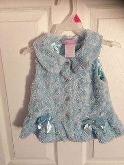 Girls Light Blue Faux Fur Vest Size 2T