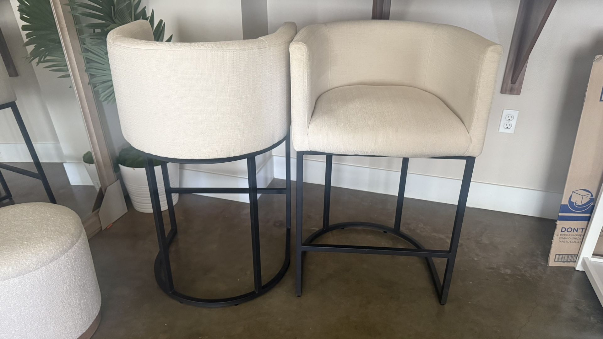 Cream Modern Bar Stools/Counter Stools with Back Support 