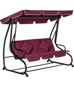 New in Box Outsunny 3-Seat Outdoor Patio Swing Chair Converting Flatbed Outdoor Swing Glider