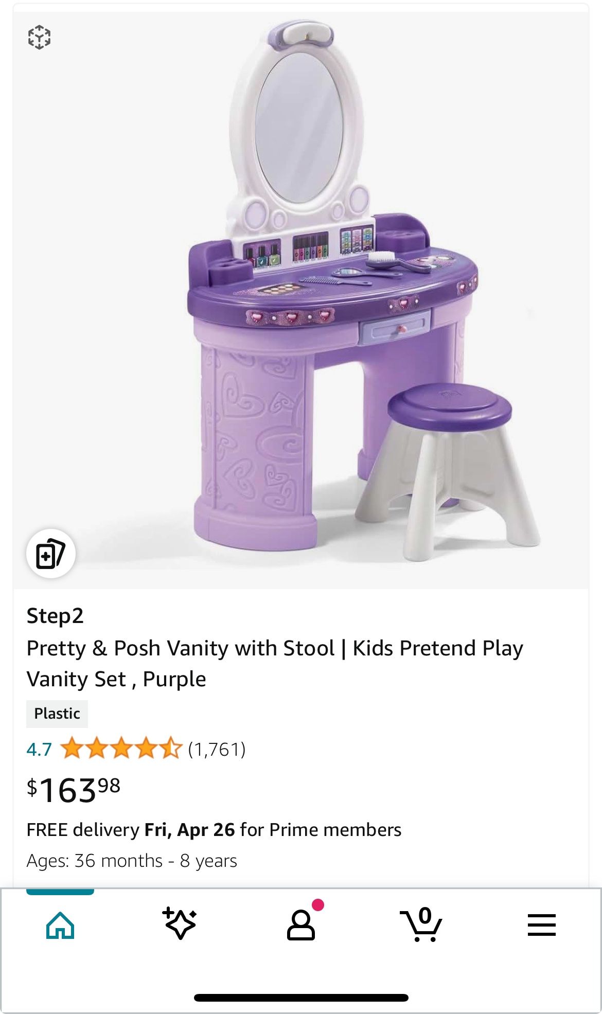 Step2 Pretty Posh Vanity with Stool Kids Pretend Play Vanity Set for Sale in Naperville IL OfferUp