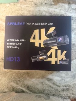 NEW Sealed SPRLEAF 4K+4K Dual Dash Cam + 24H Hardwire Kit Bundle