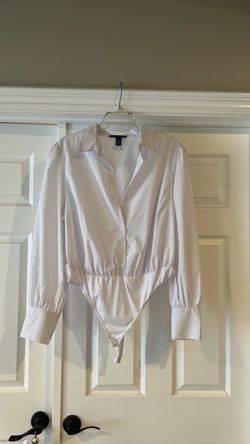 Womens  white unitard button up