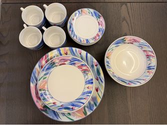 Vintage Sakura "Monet" 20-Piece Stoneware Dinnerware Set – Service for 4