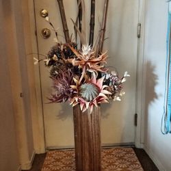 Beautiful Floral Arrangement In Solid Wood Vase , Made by hand with  floral sprays in excess of $8 each 