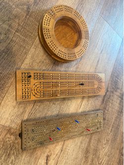 Lot of 3 Wood Cribbage Boards Vintage.
