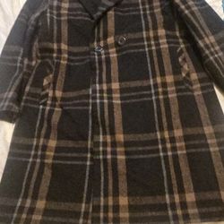 DKNY Plaid (Blk/Brown) Fashion Button Up Coat