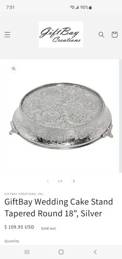 GiftBay 18 inch Round Silver Wedding Cake POLISHED