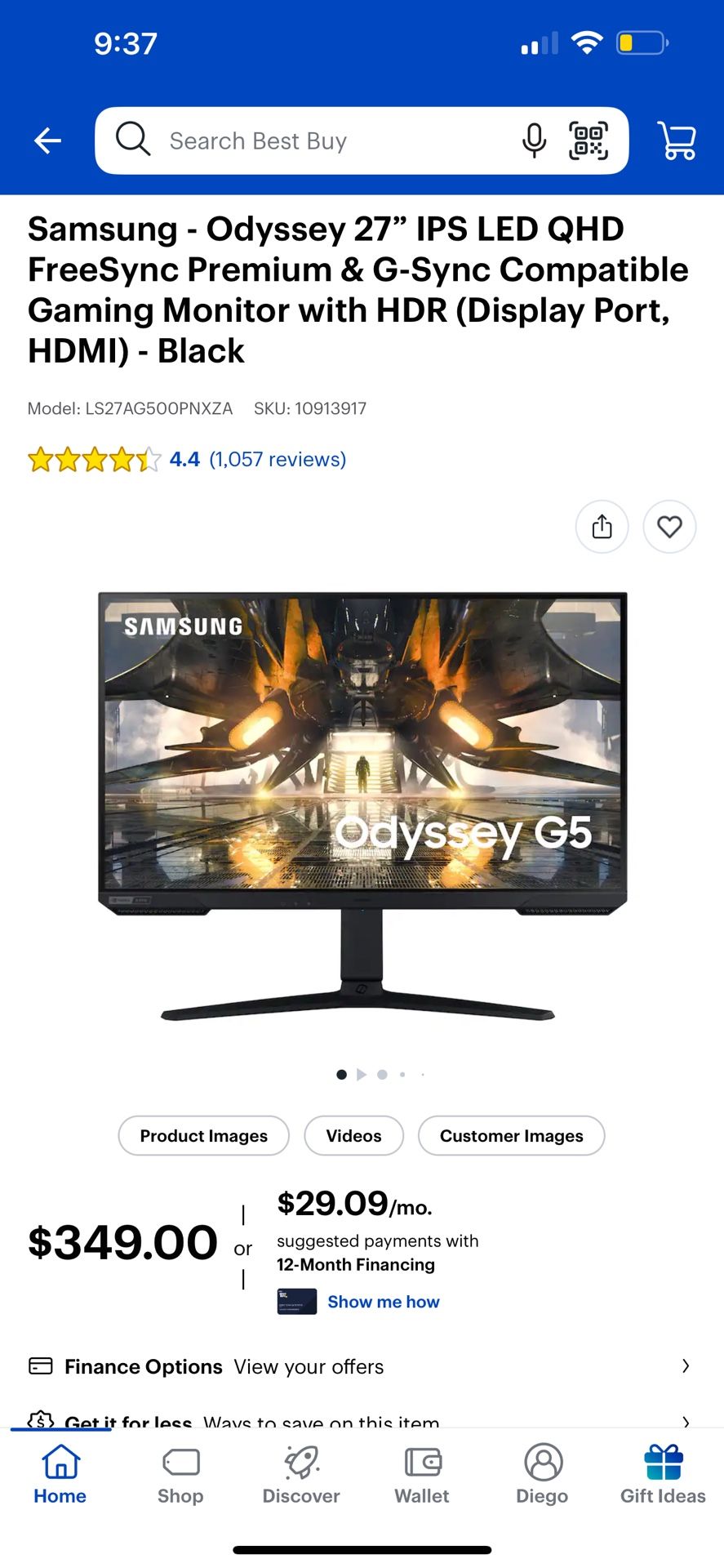 27 Inch Samsung Odyssey G5 Gaming Monitor