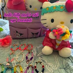 Hello Kitty And 2 Evil Eye Bracelets💖