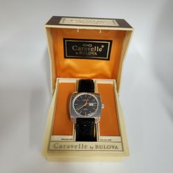 Vintage 1970s Caravelle by Bulova Automatic Day-Date Watch with Original Box 