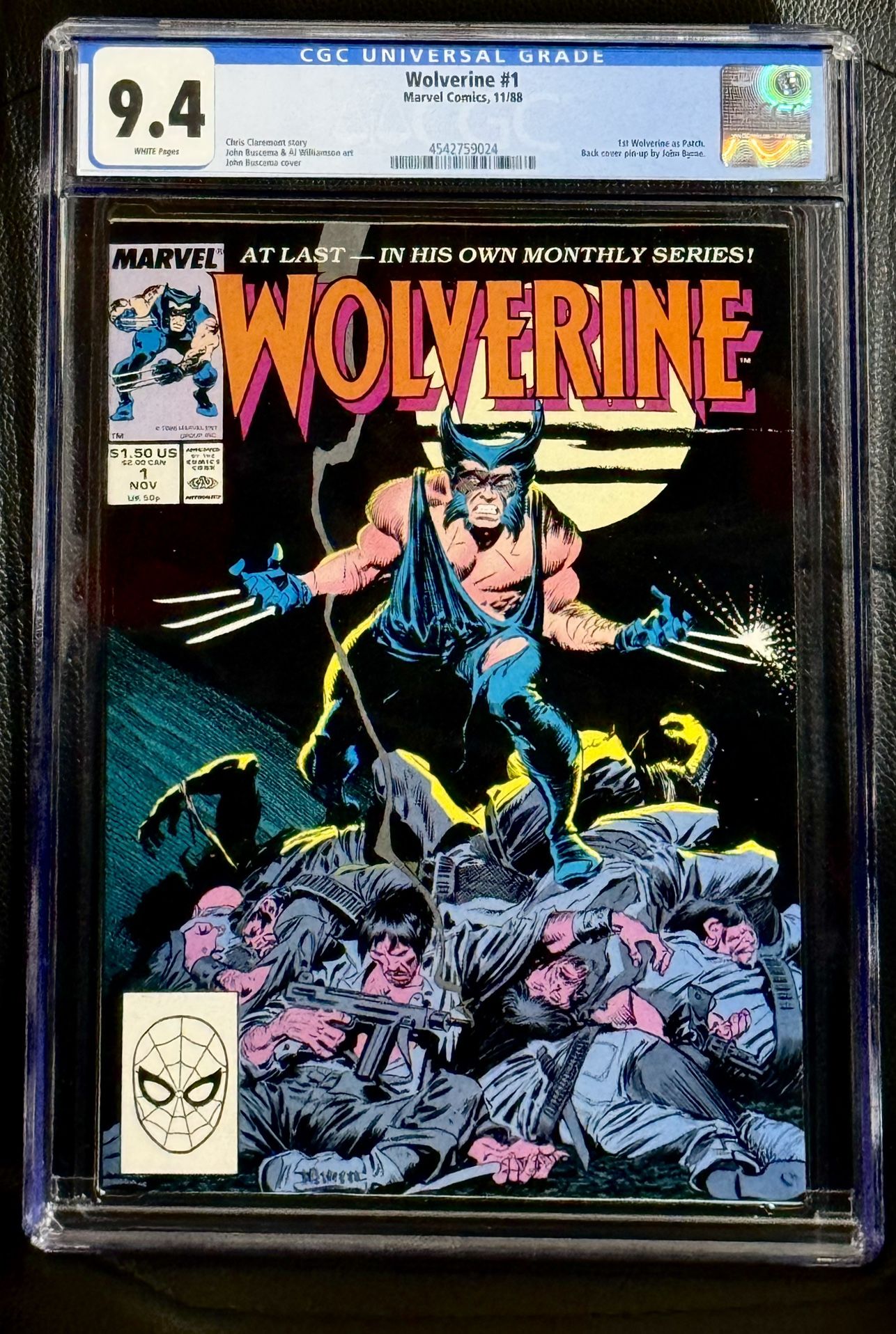 Wolverine 1-1988 -CGC 9.4-WHITE PAGES-1ST Wolverine As Patch
