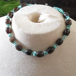 True Red Cranberry Beans with turquoise Necklace 