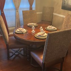Round High End Dinning Room Table 6 Chairs 