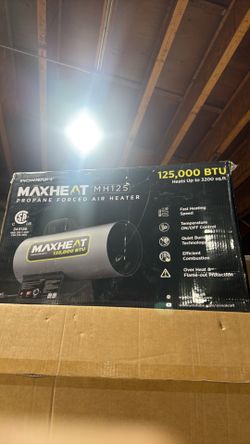 InoKraft Maxheat MH125 125,000 BTU Forced Air Propane Heater, Auto 25-95F On/OFF Control, Portable Garage/Shop Heater for Garages, Job Sites - 10ft Ho