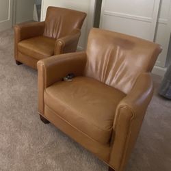 Selling Pottery Barn Leather Arm Chairs