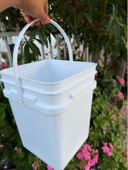 White square plastic buckets