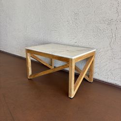 One Heavy Small Marble and Solid Wood Coffee Table