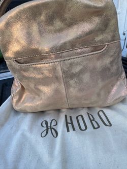 HOBO Rose Gold Metallic Leather Shoulder Bag