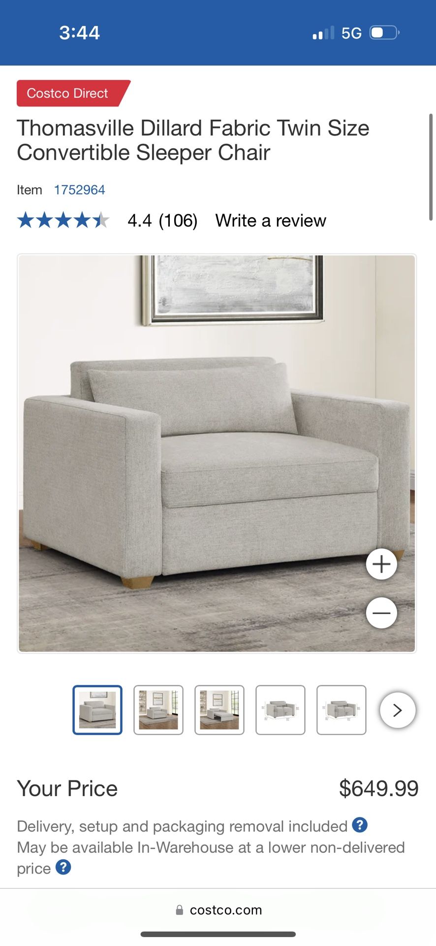 Thomasville Dillar Oversized Chair Sleeper